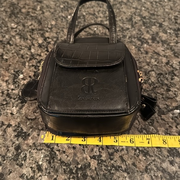 Belle Rose black mini satchel bag with strap EUC - Picture 13 of 14